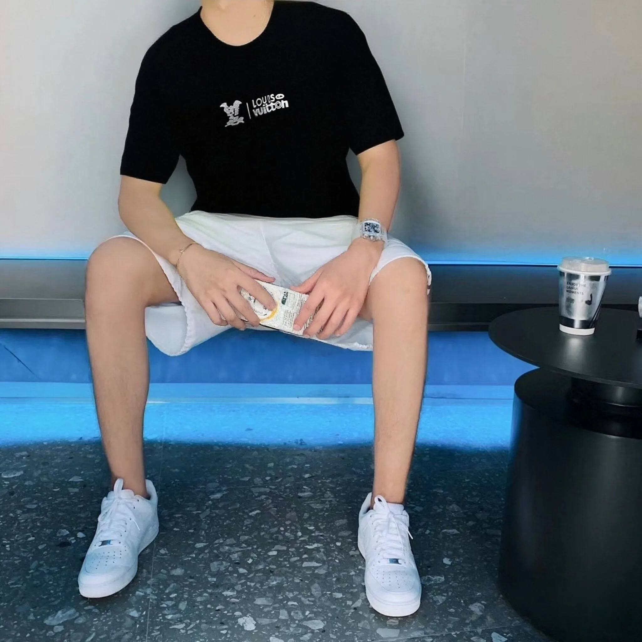Louis Vuitton/Louis Vuitton cloud letter logo short sleeves